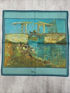 Vincent Van Gogh Aqua Blue Printed Men’s Art Scarf